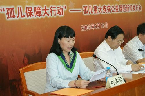 中国儿童保险专项基金管委会主任胡海媂发言