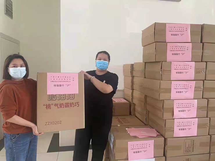 松江区妇联工作人员接收到捐赠物资（头图）
