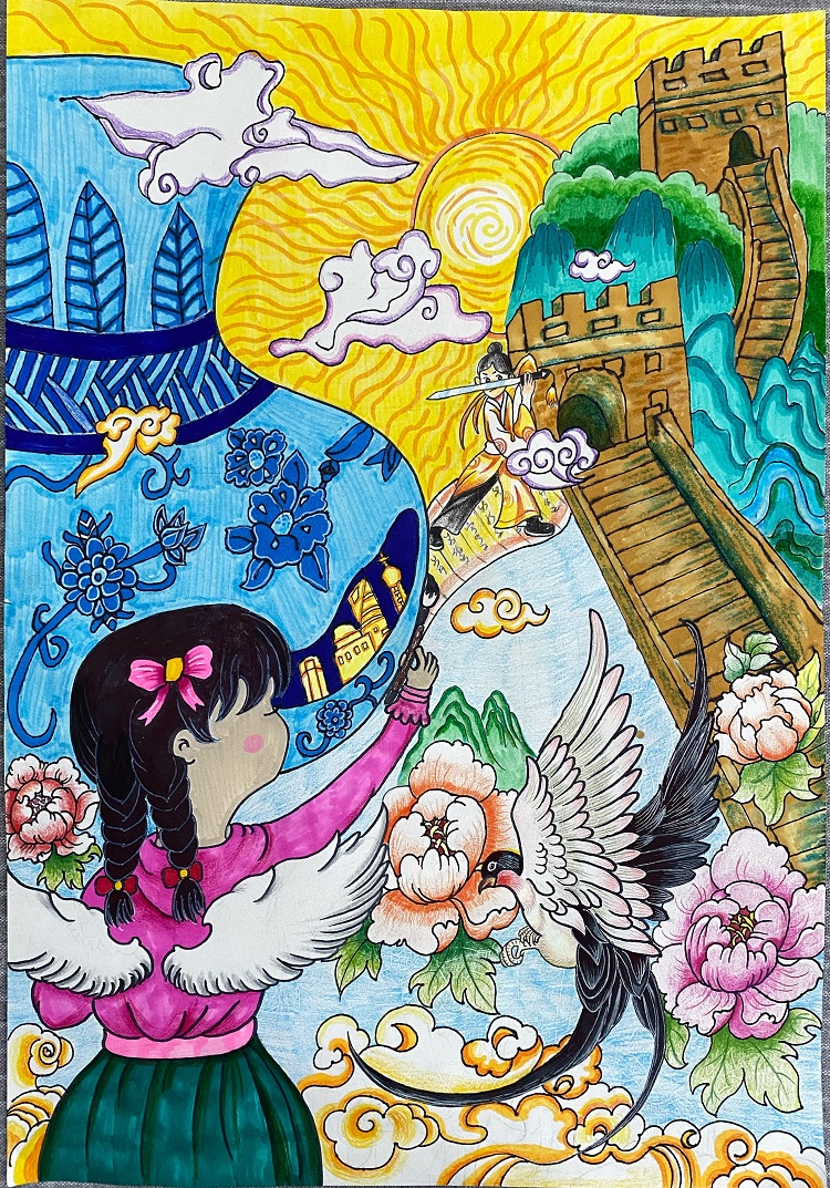 图为来自陕西的刘博琳创作的绘画作品《我的画家梦》。.jpg