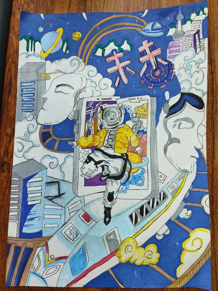图为来自河北的谷怡铭创作的绘画作品《我的未来梦》。.jpg