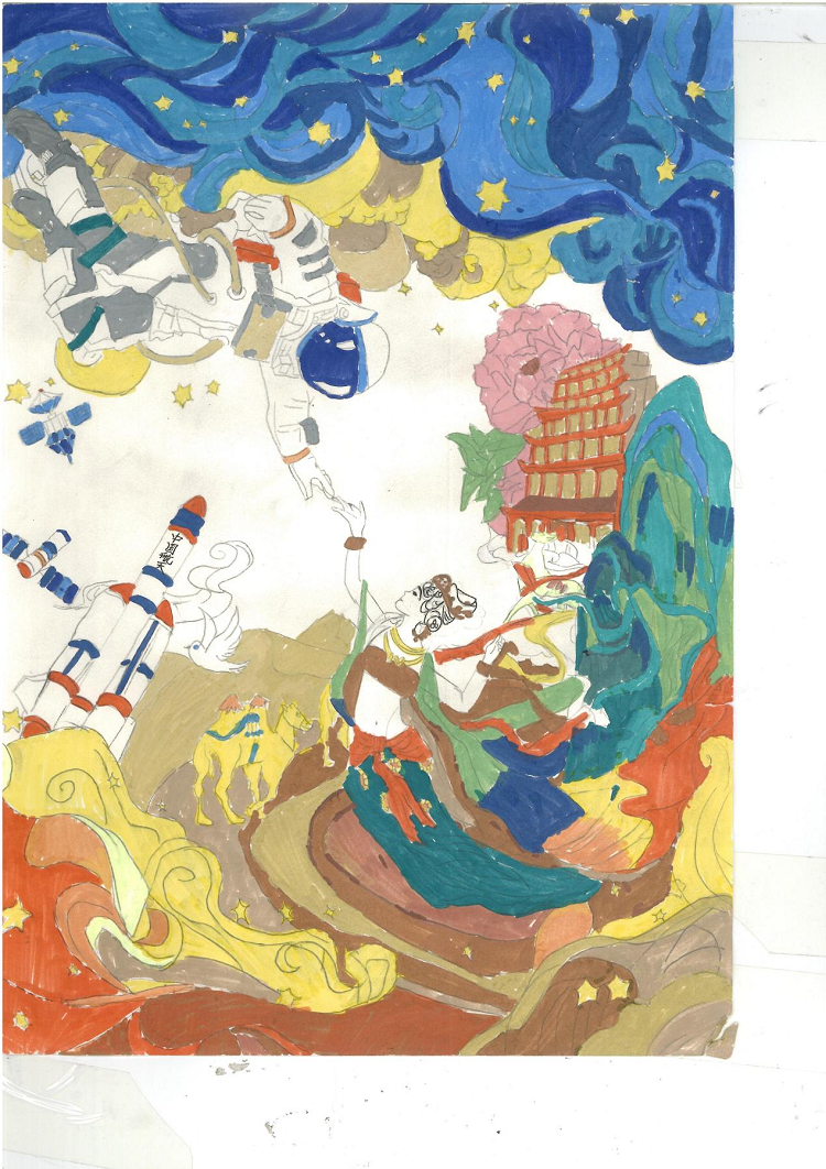 图为来自云南的杨诗钰创作的绘画作品《梦想联动》。.png