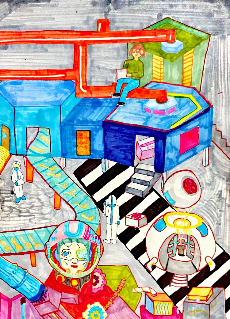 图为来自甘肃的胡雯睿创作的绘画作品《梦想的迷宫》。.jpg