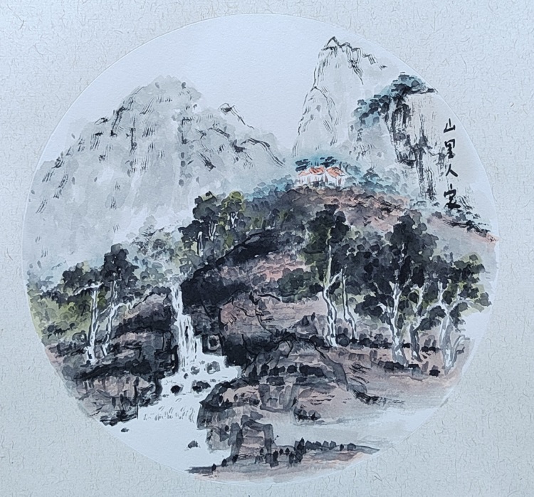 图为来自甘肃的钱佳琦创作的绘画作品《山里人家》。.jpg