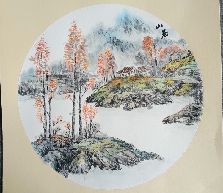 图为来自甘肃的刘芊羽创作的绘画作品《山居》。.jpg