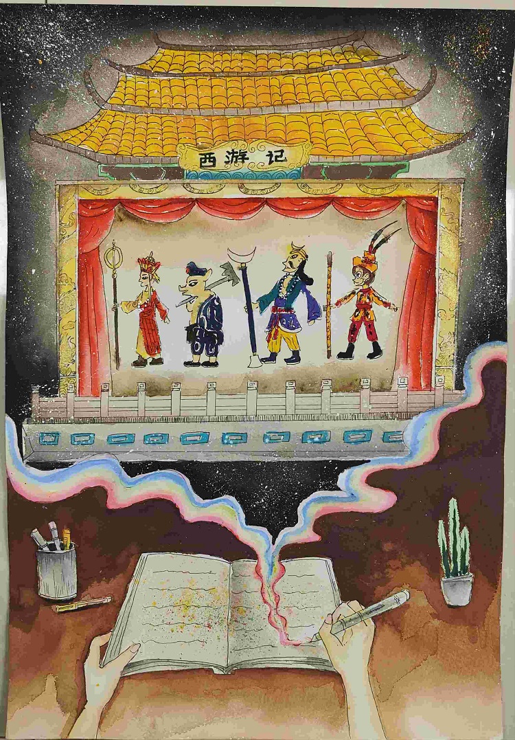 图为来自甘肃的董依珊创作的绘画作品《传承家乡艺术的梦》。 .jpg