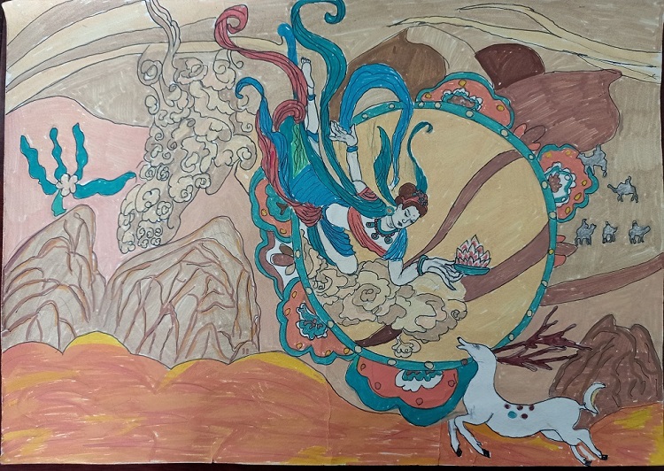 图为来自甘肃的赵艳艳创作的绘画作品《丝路神话》。.jpg