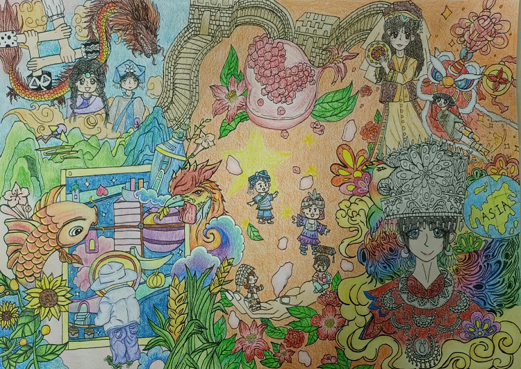 图为来自内蒙古自治区的赵雯琪创作的绘画作品《美好明天》。.png