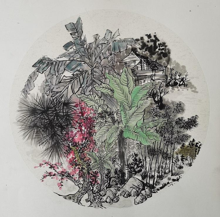 图为来自甘肃的郑莹创作的绘画作品《梦境绿洲》。.jpg