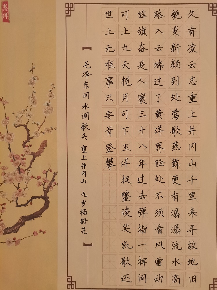 图为来自甘肃的杨舒尧创作的书法作品《水调歌头 重上井冈山》。.jpg