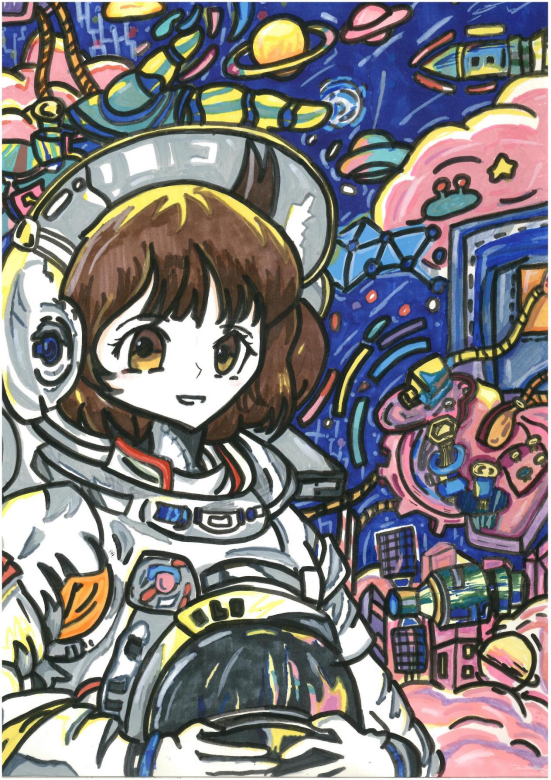 图为来自云南的邓雅箐创作的绘画作品《人类太空》。.png
