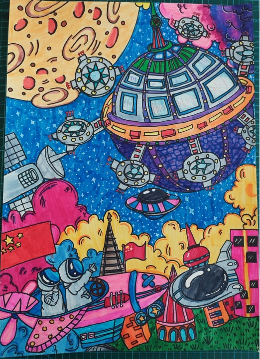 图为来自甘肃的胡世雅创作的绘画作品《我的梦想》。.png