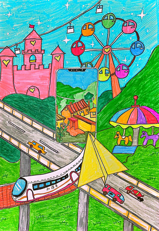 图为来自甘肃的陈珂延创作的绘画作品《航天梦》。.png