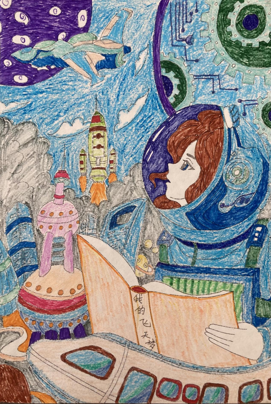 图为来自甘肃的王倩创作的绘画作品《建设美丽家园》。.png