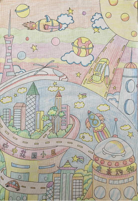 图为来自甘肃的王倩创作的绘画作品《建设美丽家园》。.png