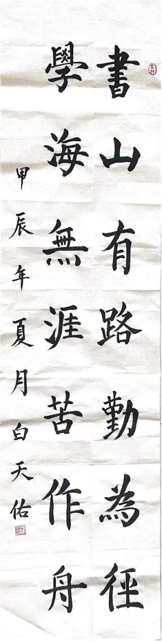 图为来自河北的白天佑创作的书法作品《书山有路勤为径》。.png